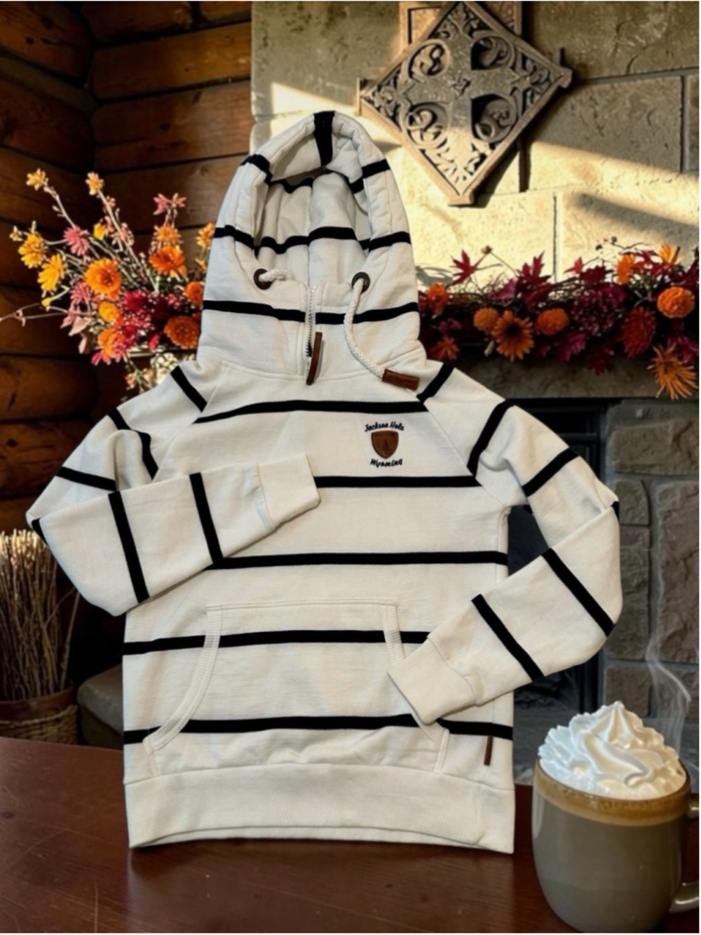 High Camp Outfitters Warm Thick Fleece Hoodie Women’s S Jackson Hole WY Striped